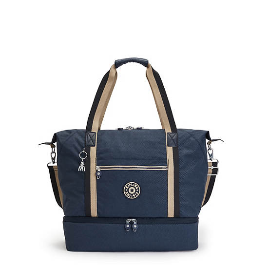 Kipling Art M Weekender Printed Tote Tassen Blauw | BE 1759UZ